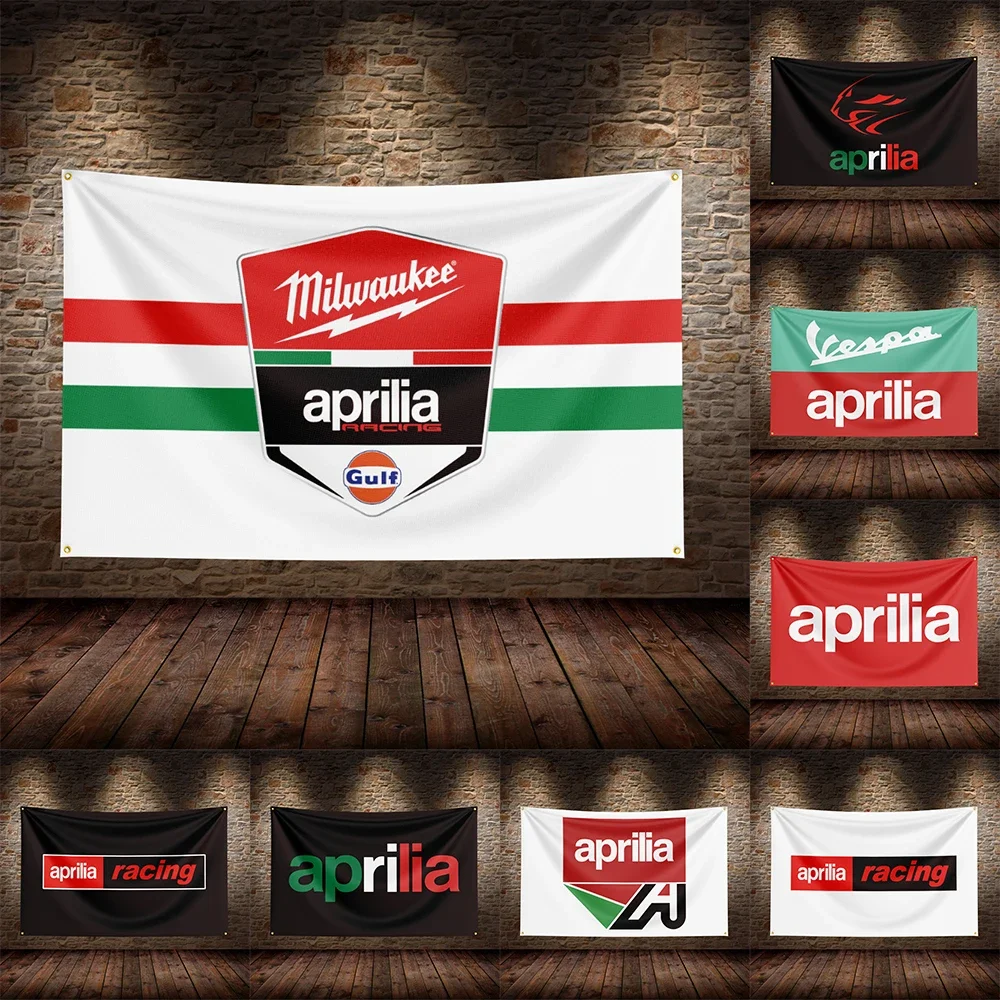 3x5 FT Aprilia Flag Polyester Printed Motorcycle Flags for Room Garage Decor