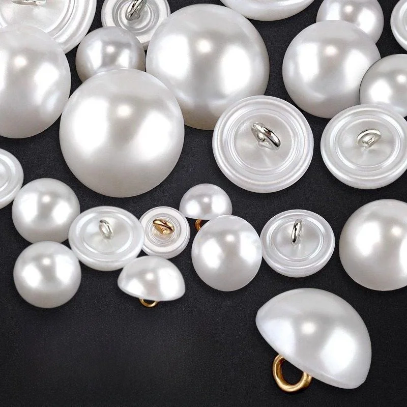 

Pearl Button Women's Sweater Cardigan White Decorative Buttondiy Accories round Musoom Small Button