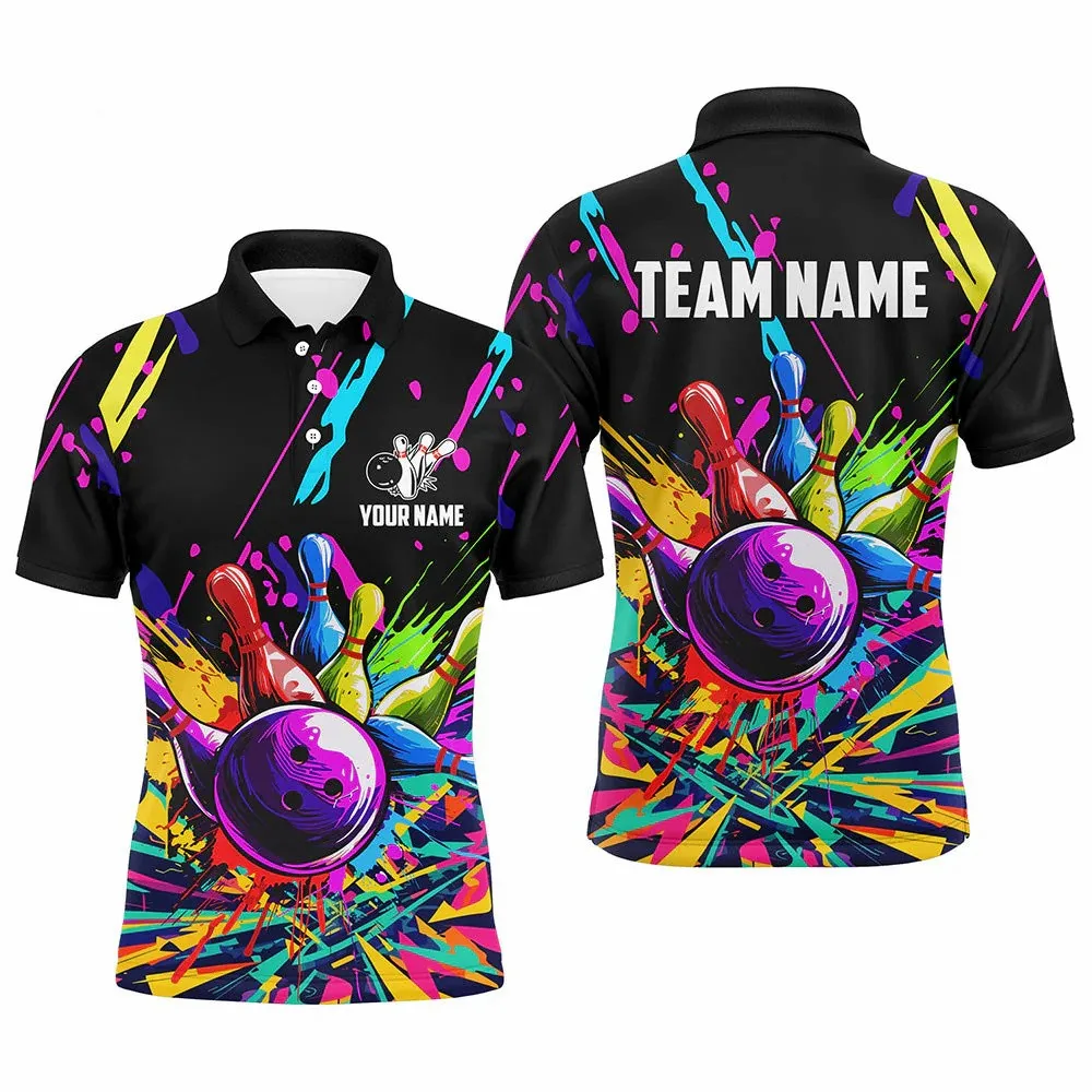 3D print custom name bowling tournament jersey men\'s polo shirt bowling team jersey bowling team gift men\'s and women\'s T-shirt