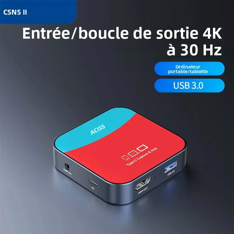 Carte d'acquisition et station d'accueil Acasis 2-en-1 Type-C, enregistrement vidéo de jeux 1080p 60 Hz, diffusion en direct pour OBS, Switch 2, PS5 et Windows