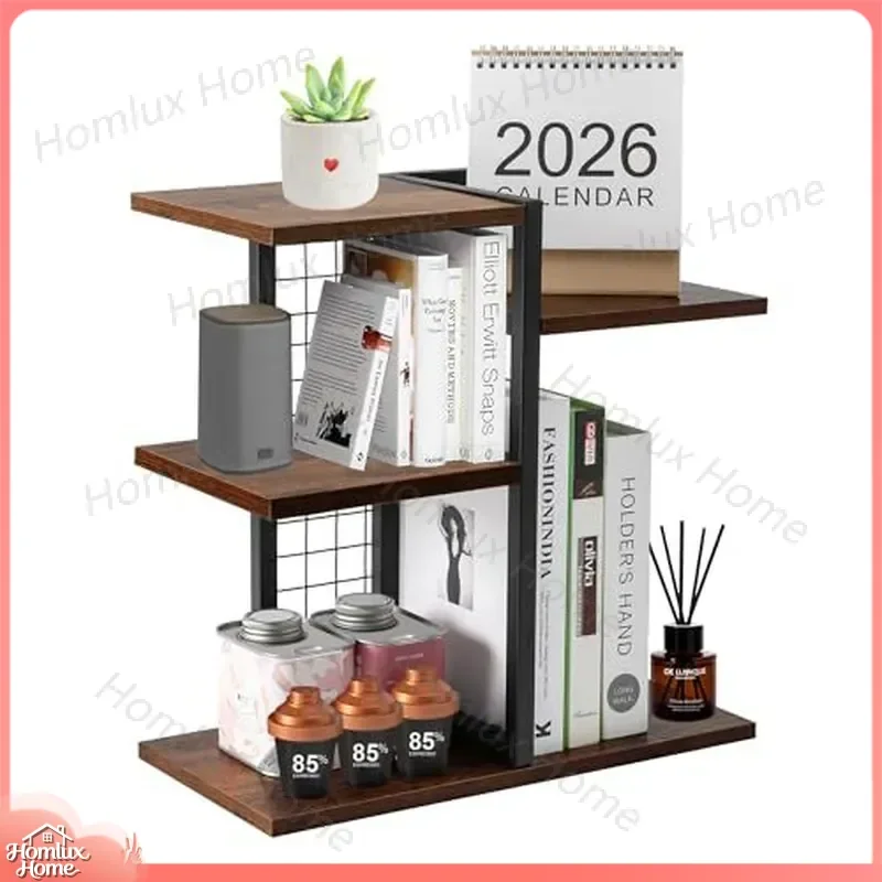 Wooden Desktop Storage Shelf for Home Office Dormitory Small Multi-Functional Bookshelf Organizer Desk Organizer Compact