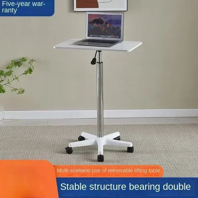 Movable Lifting Small Table with Pulley Small Sofa Bedside Table Standing Upright Laptop Office Desk