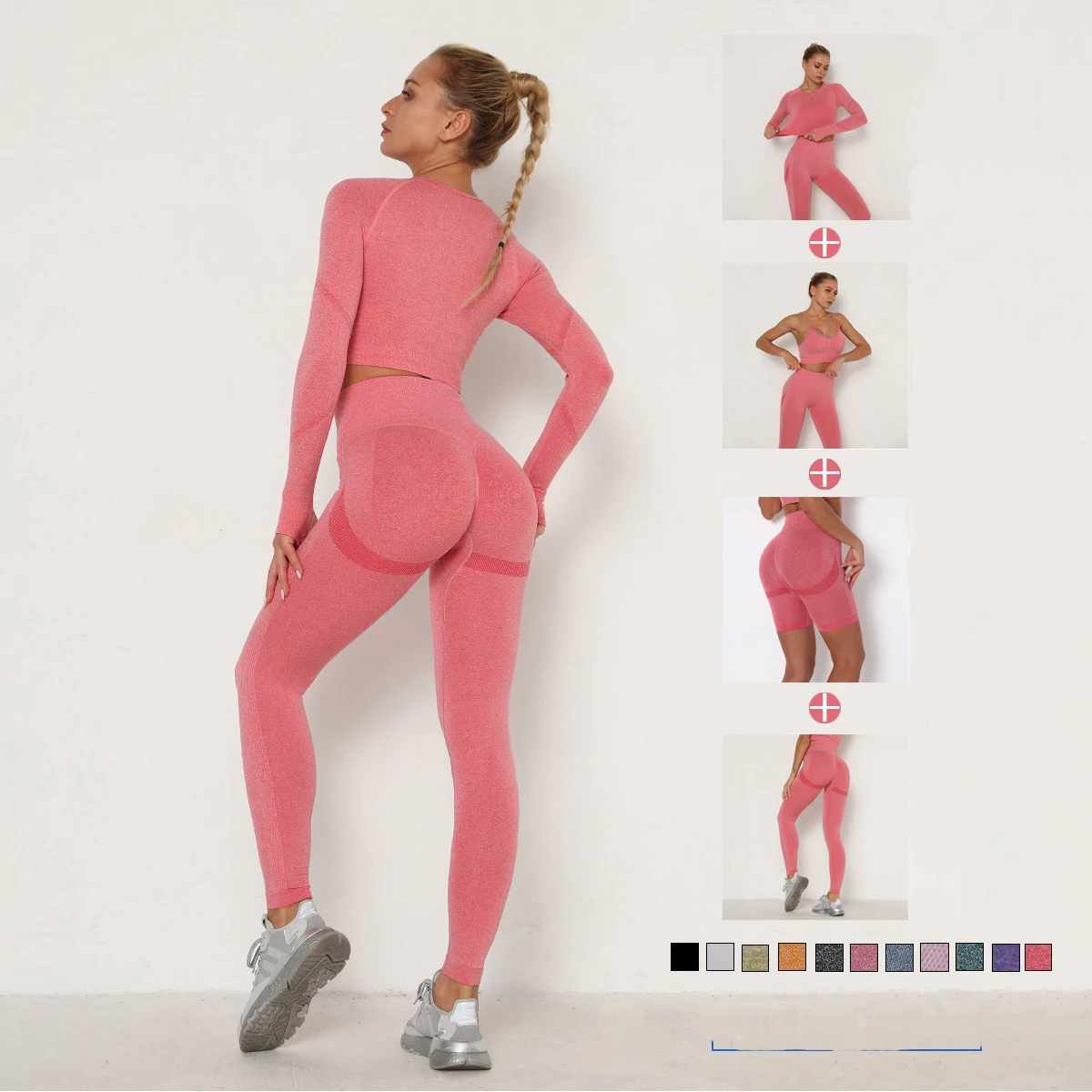 Plus Size Seamless Yoga Set Workout Clothes For Women High Support Sport Outfit Fitness Suit Women Tracksuit