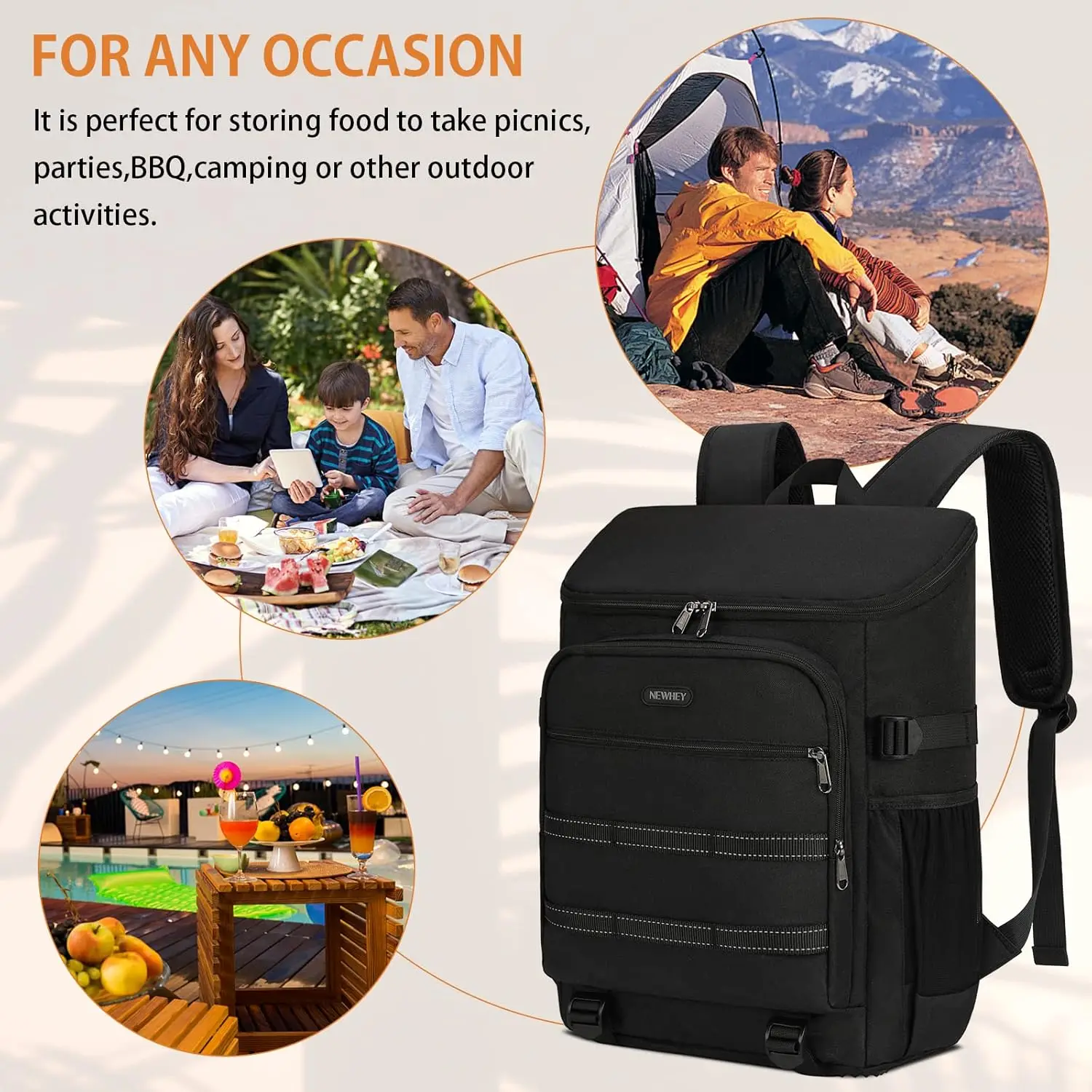 Travel Cooler Backpack Waterproof Insulated Ice Chest Backpack Thermal Leakproof Cooler Lunch Backpack for Picnics Camping Hikin