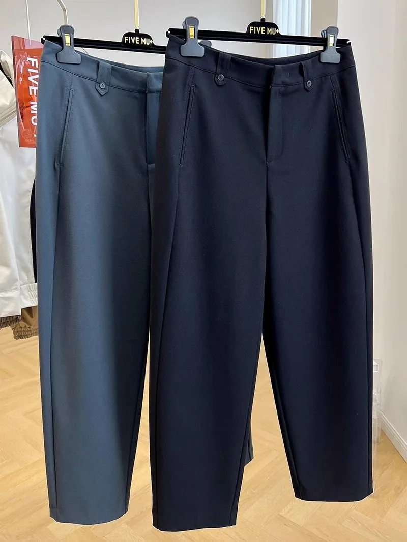 

Повседневные брюки больших размеров с высокой талией, женские модные брюки для коррекции фигуры, весенне-осенние свободные универсальные драпированные брюки-костюм