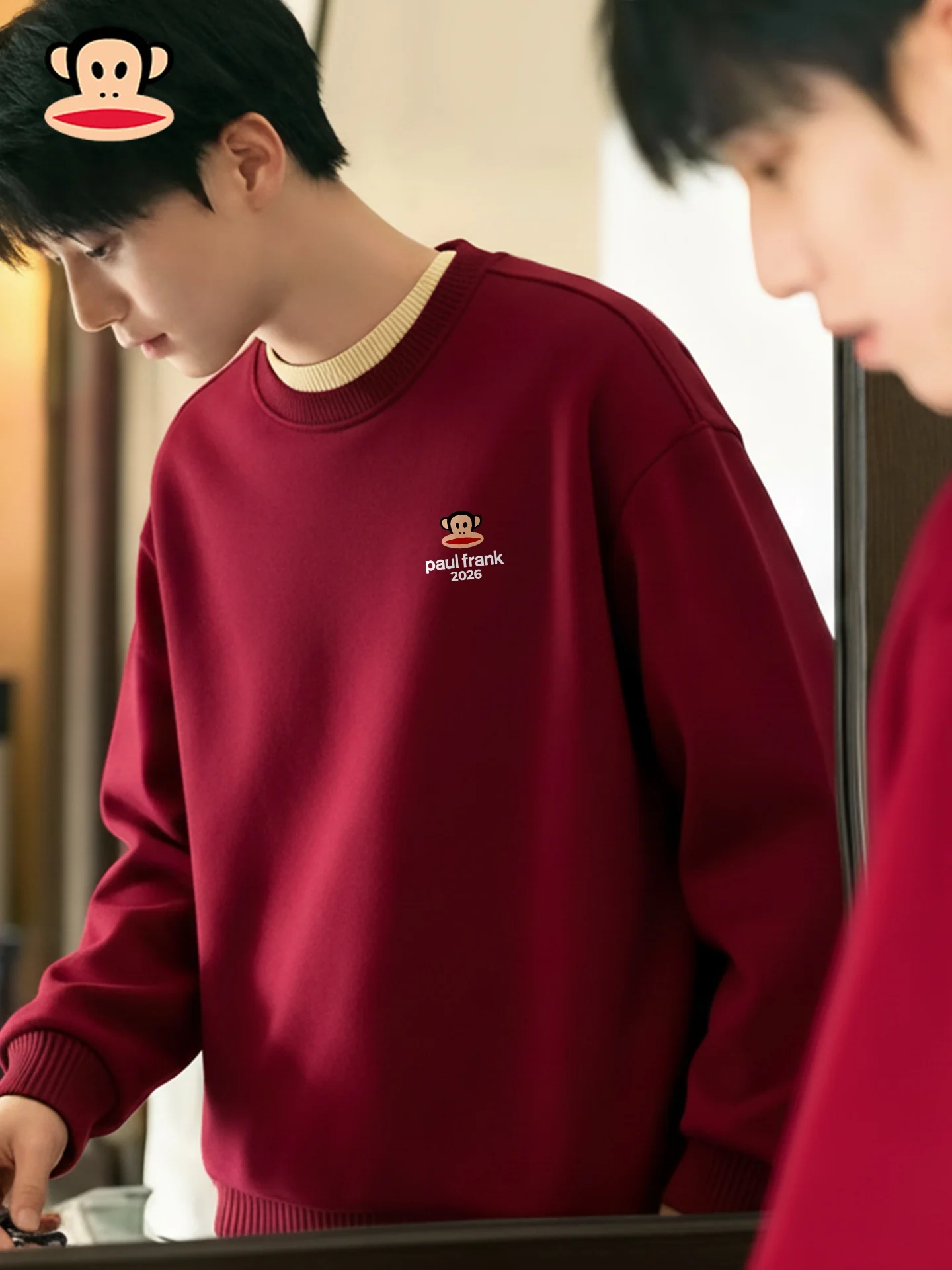 

Утепленная флисовая толстовка с капюшоном, красная, новогодняя, теплая, повседневная, с длинными рукавами, круглым вырезом, с принтом обезьяны, уличная одежда