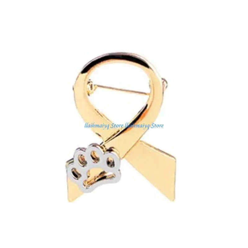 

573B Dog Paw Printed Lapel Pin Jewelry Colorful Print Ribbon Bowknot Tie Brooch