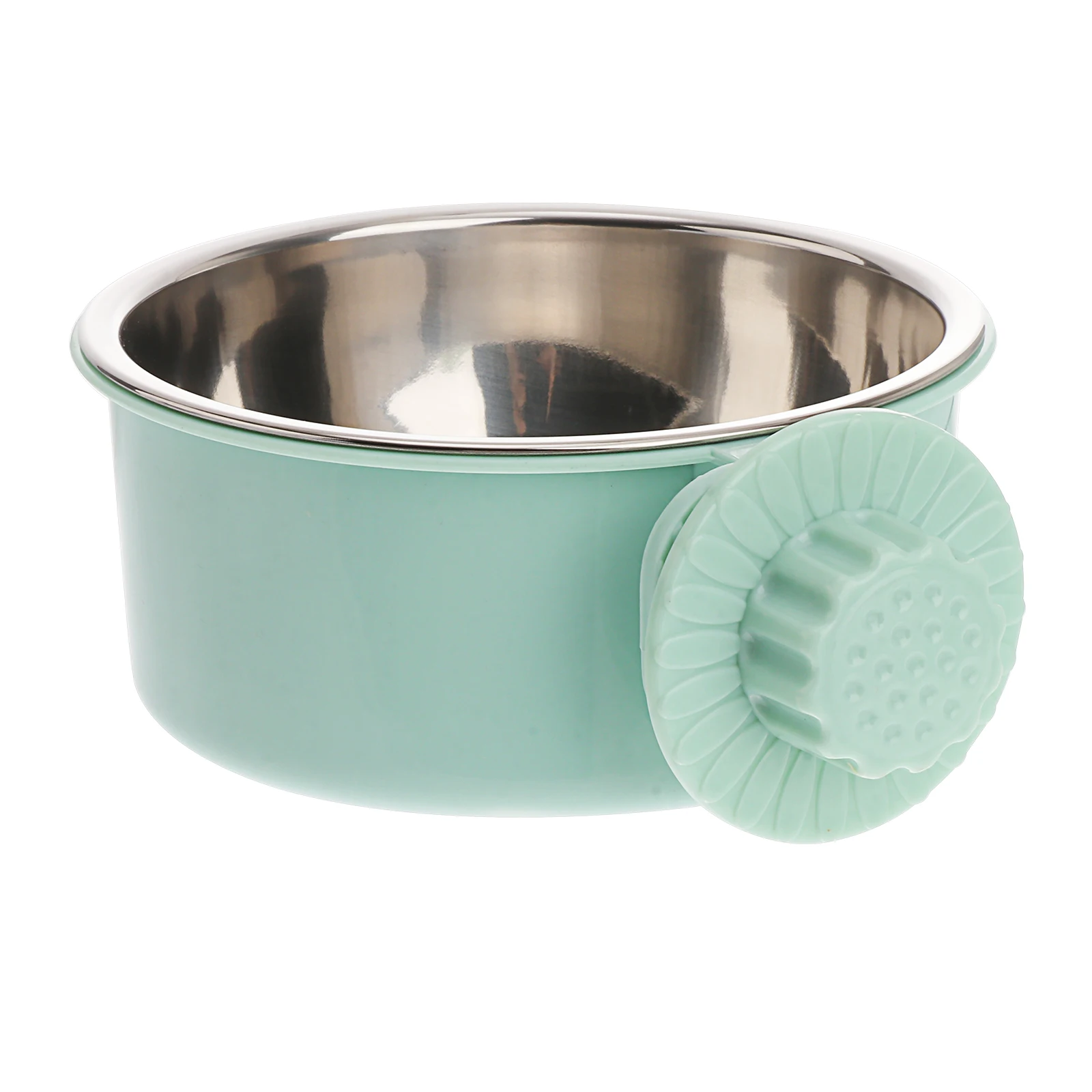 

Stainless Steel Pet Bowl Dog Feeder Hanging Design Green Color Lightweight Easy Clean Double Layer Cage Fixed Indoor Use