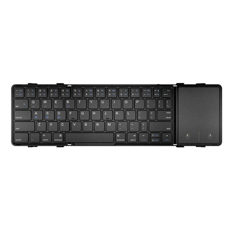 Rechargeable Foldable Bluetooth Keyboard Wireless Folding Keyboard For PC Tablet Laptop Black