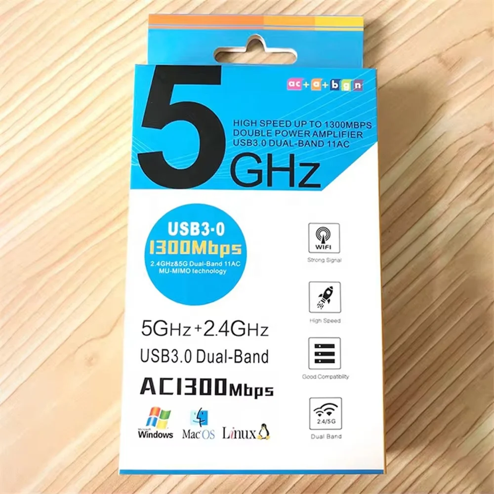 الجملة 1300Mbps ثنائي النطاق واي فاي محول RTL8812BU بطاقة الشبكة اللاسلكية لأجهزة الكمبيوتر المحمول سطح المكتب