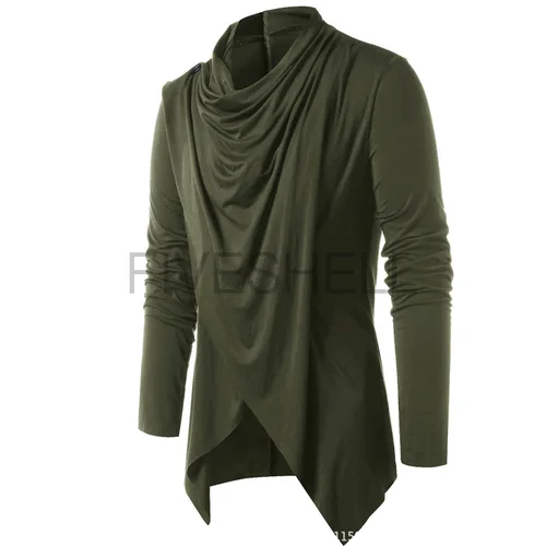 Imagen 2 del producto Cárdigan Medieval asimétrico para hombre, suéter de punto de manga larga, cuello chal, Parte delantera abierta, Tops Vintage