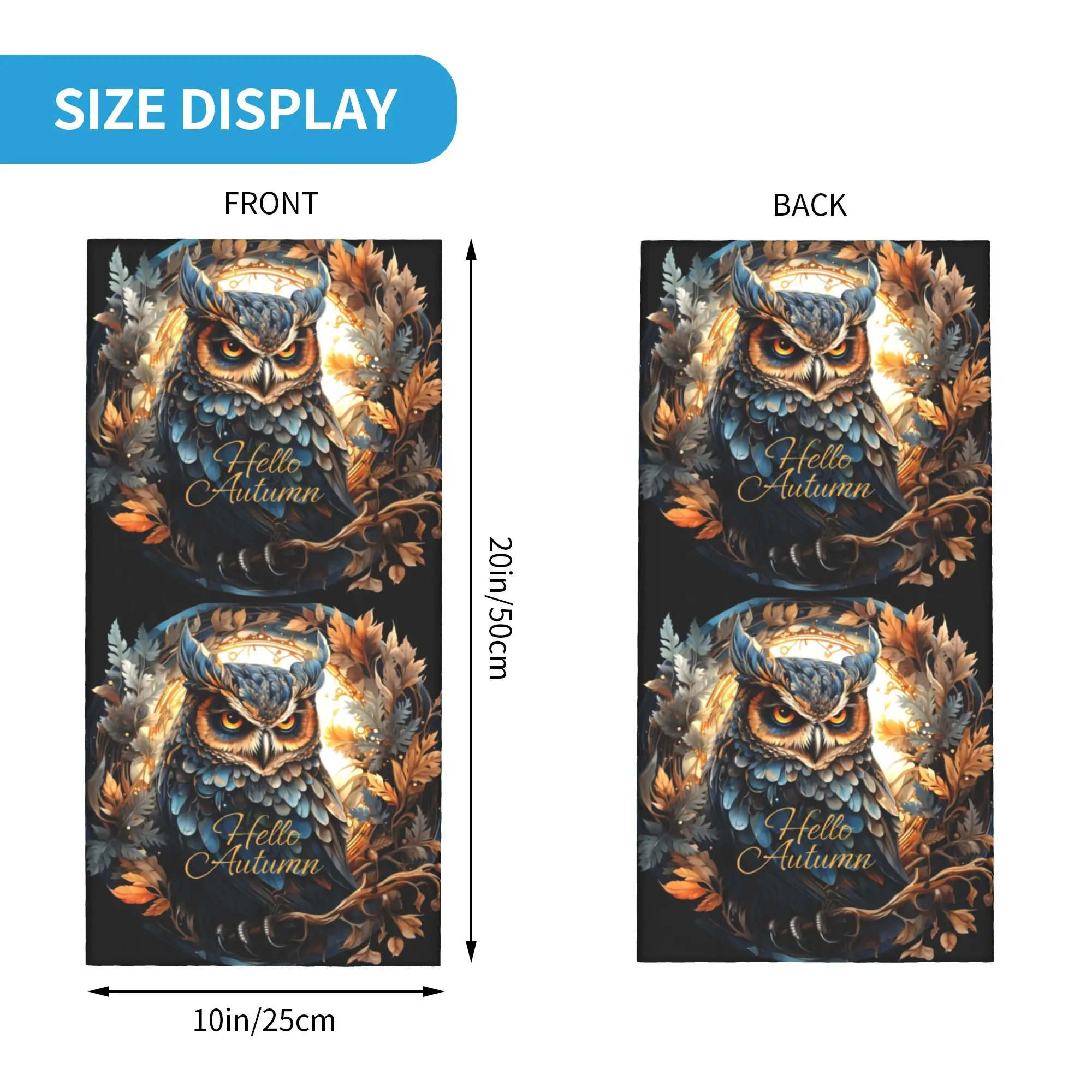 Custom Halloween Pumpkin Owl Bandana Neck Gaiter Windproof Face Scarf Cover Women Men  Headband Tube Balaclava
