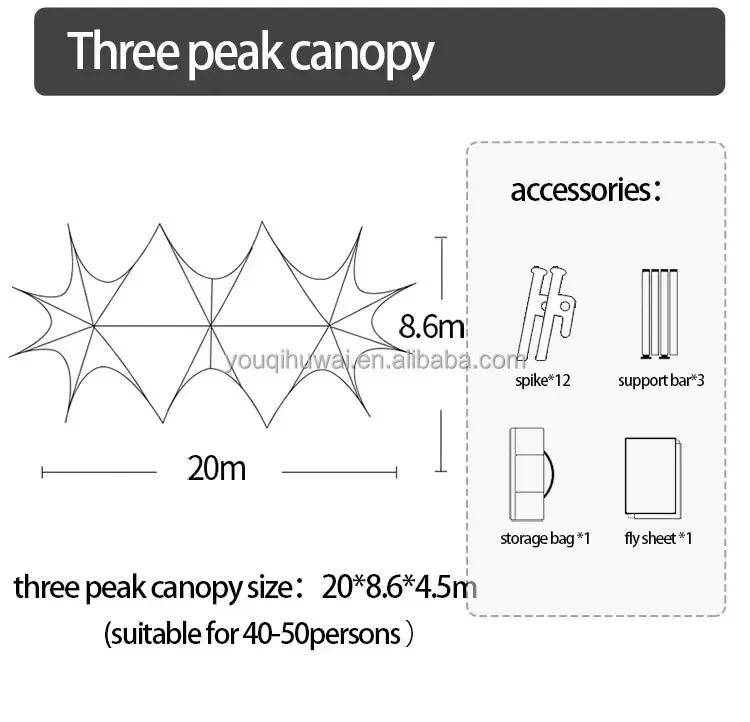 Factory Custom Direct Sales Large 10*10 Star Tent  Glamping Beach Canopy Multi-person Party fly sheet  Spider