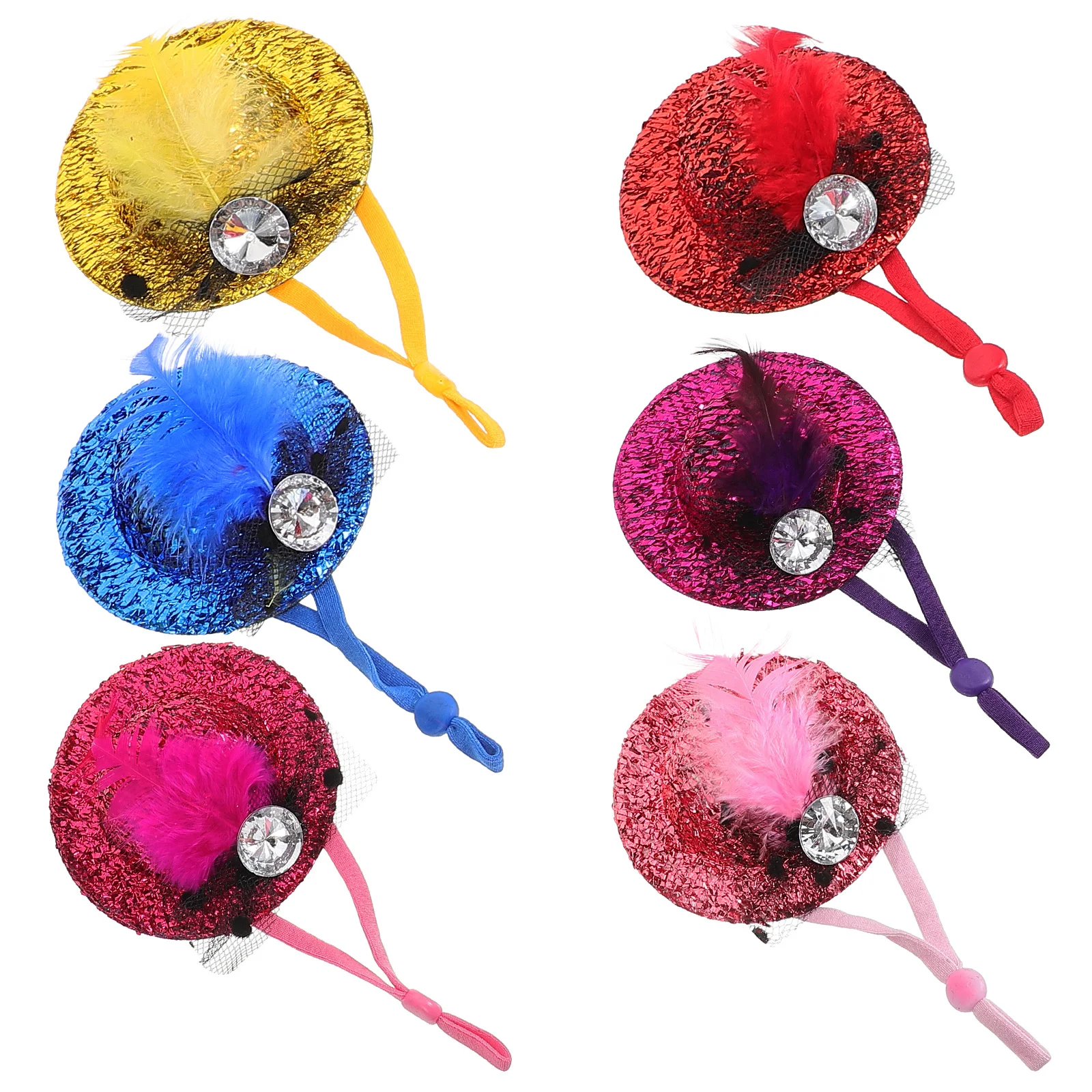 

6Pcs Pet Chicken Hats Decorative Adjustable Festival Hen Hat Cloth Bird Accessory Christmas Party Supplies Chicken Hat