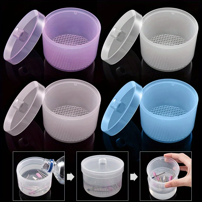 Nail polishing head cleaning and disinfection box with filter high temperature disinfection soaking box