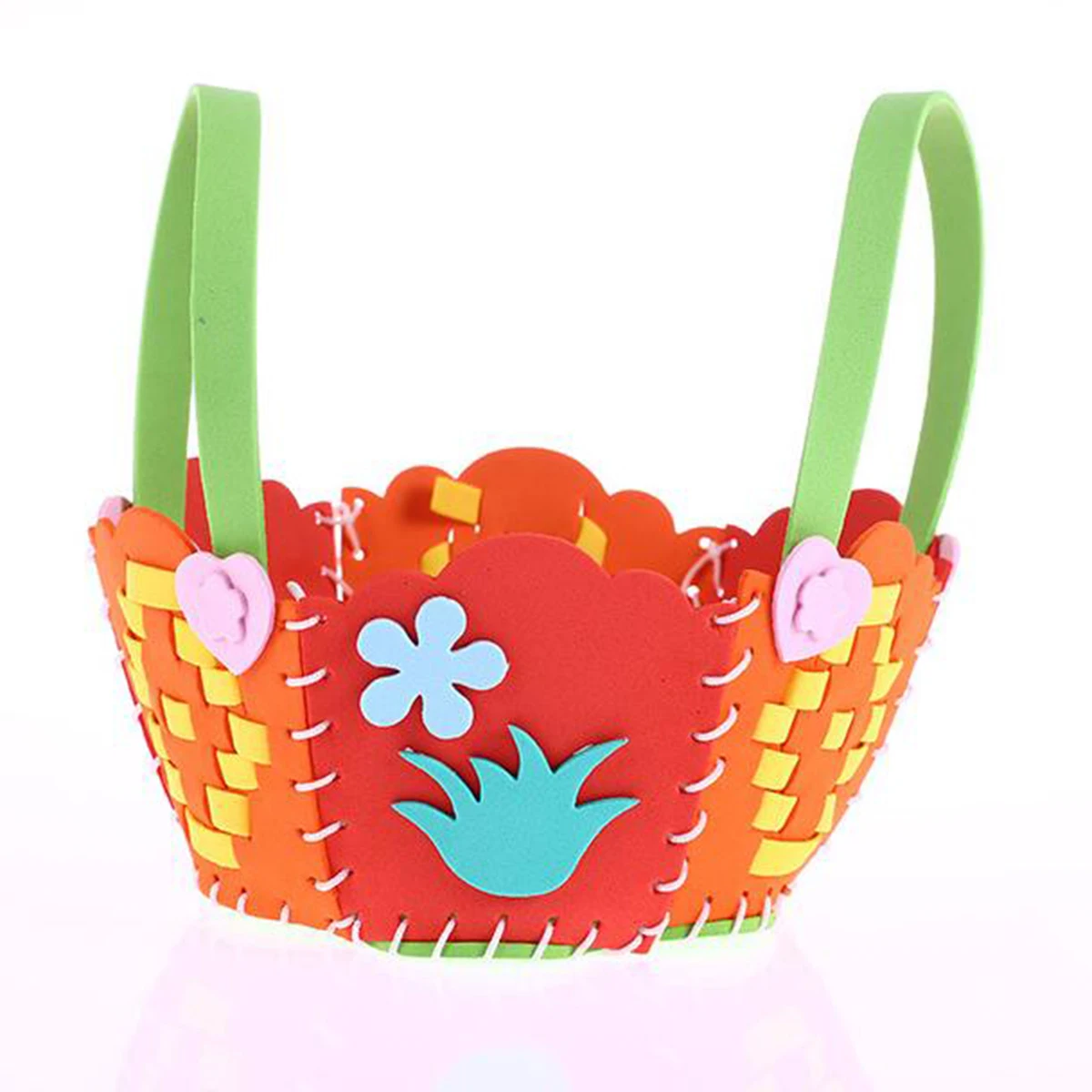 3 set Diy Eva Flower Basket Material Set Colorful Handbags Sewing Kits For Kids Preschool Parent-Child Projects Includes Needle