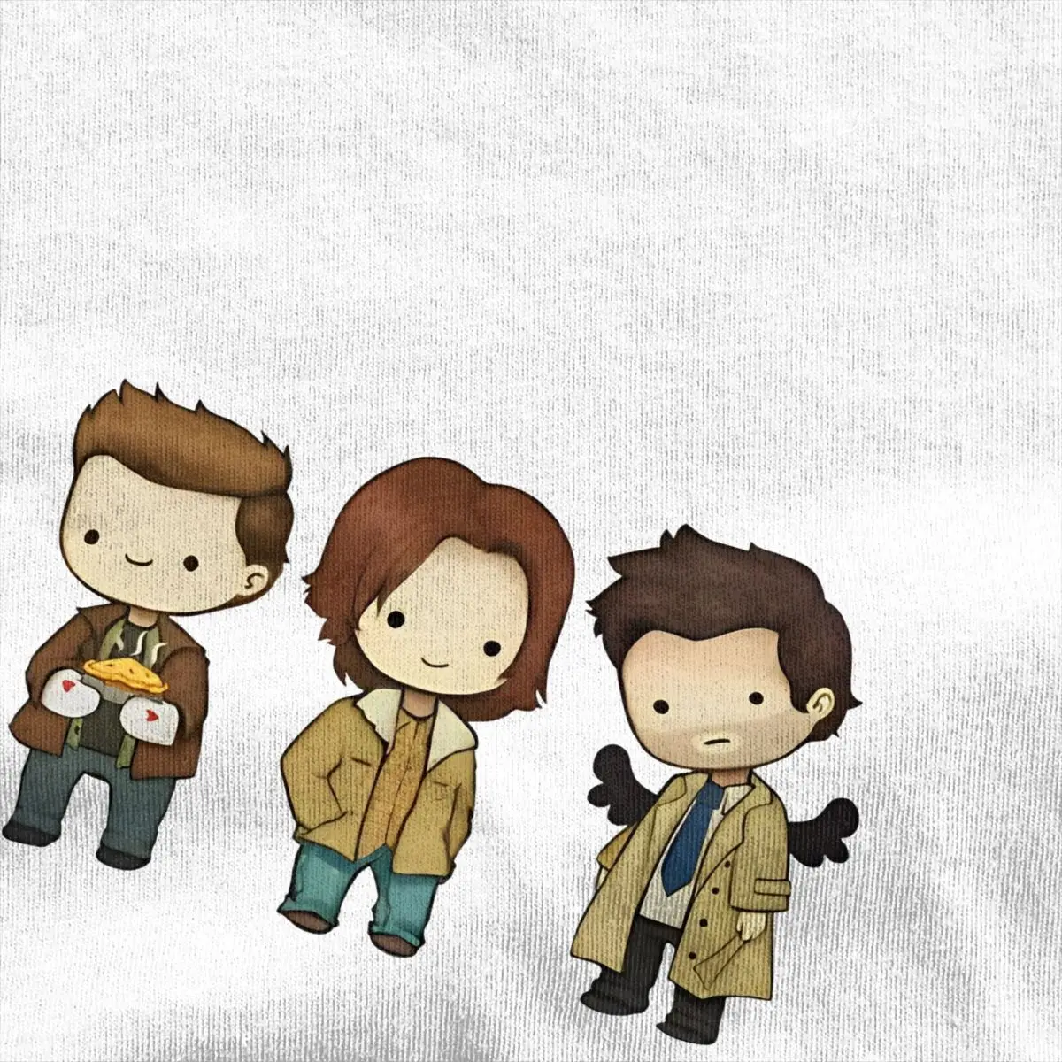 Men Supernatural Gift Sam Dean Castiel T-Shirt Supernatural Chibi 100 Cotton Clothing Y2K Fun Short O Neck Trendy Cool Tee Shirt