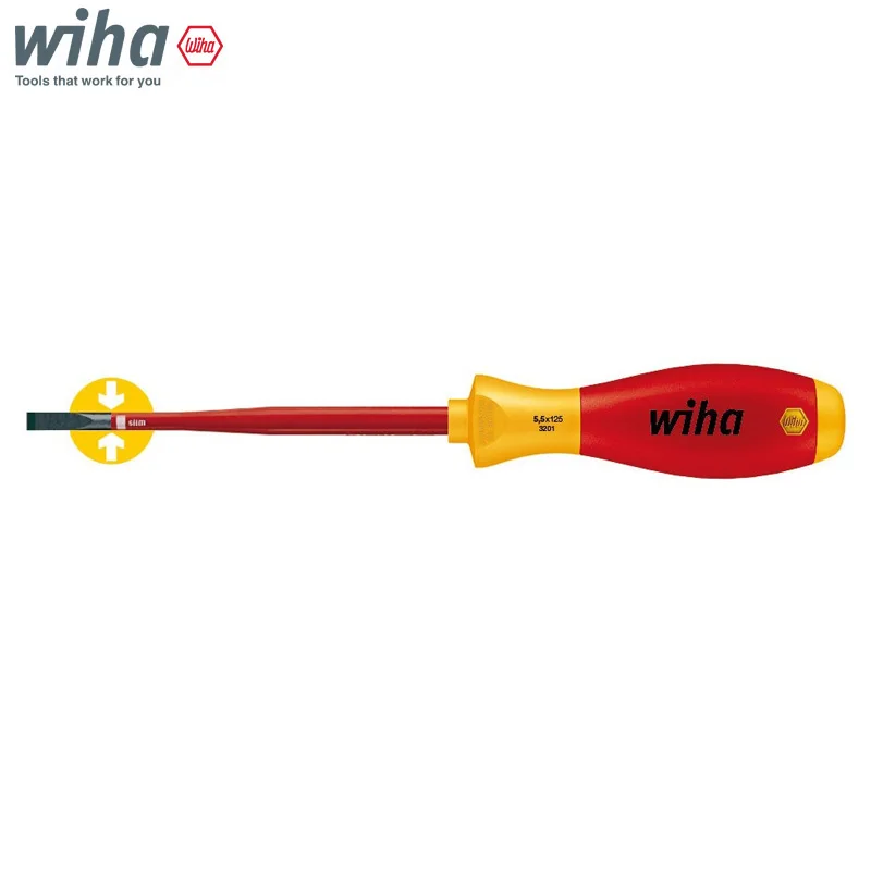 Wiha 35391 Slotted Screwdrive Blade 5.5mm SoftFinish Electric SlimFix 1000V VDE