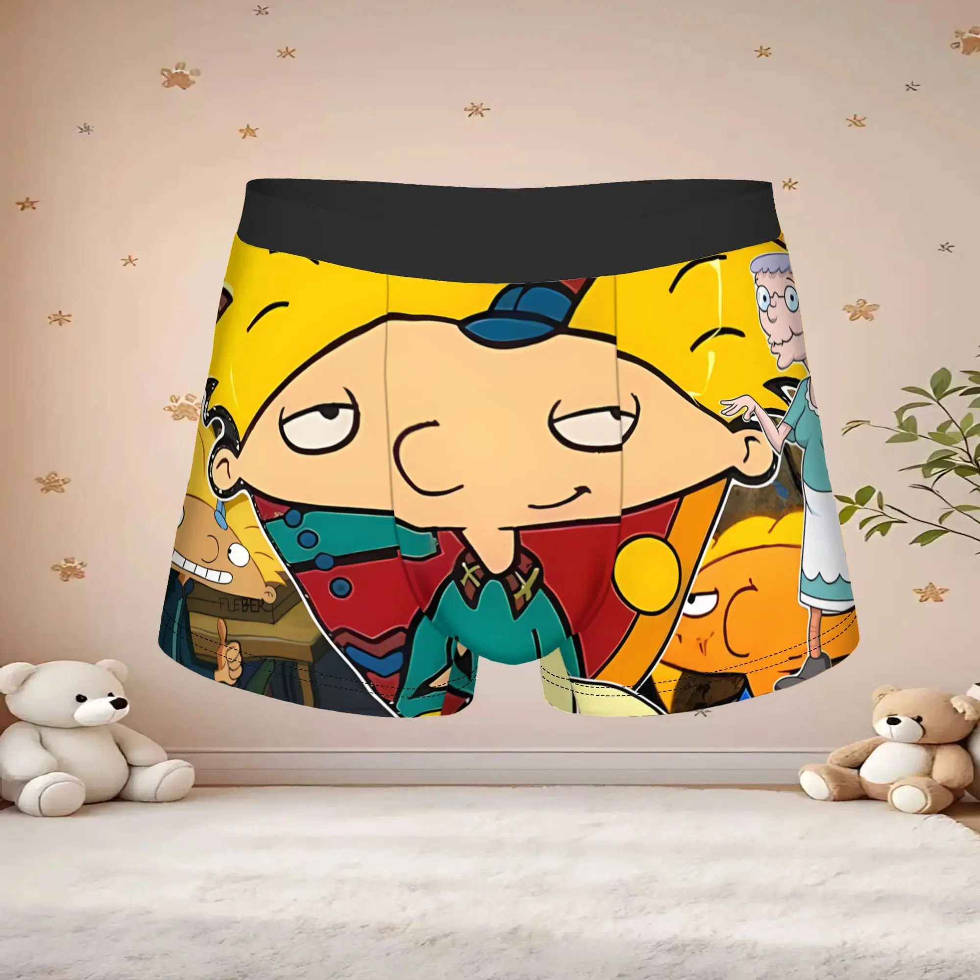 1pc Popular Hey Arnold Anime boxers  Personalized Panties Men's Underwear Comfortable Shorts Boxer Briefs