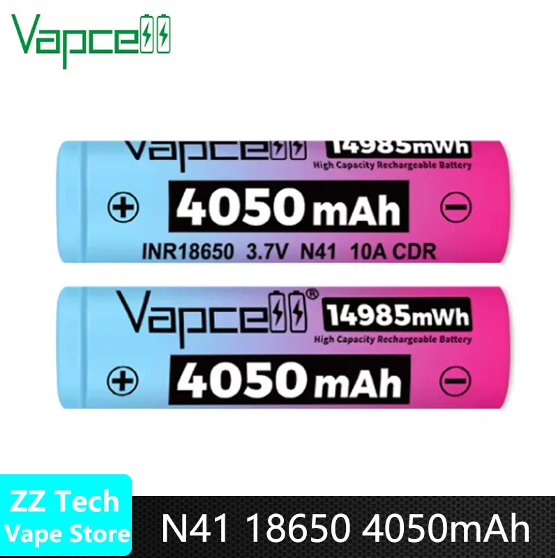 الإصدار الجديد أعلى سعة Vapcell N41 INR 18650 بطارية 4050mAh CDR 10A 3.7 فولت 18650 بطارية ليثيوم أيون قابلة للشحن لمصباح يدوي