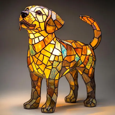 Dog Lamp Dog Series Art Night Light Stained Resin Dog Tabletop Light Cute Pet Dogs Themed LED Table Lamps Home Decor