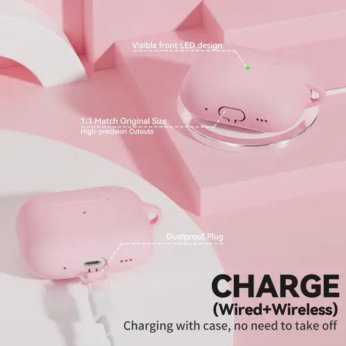 Imagen 2 del producto Funda de piel suave para AirPods Pro 3 Funda de silicona con llavero y kit de limpieza para mujeres y hombres para AirPods Pro 3.a generación (2025)