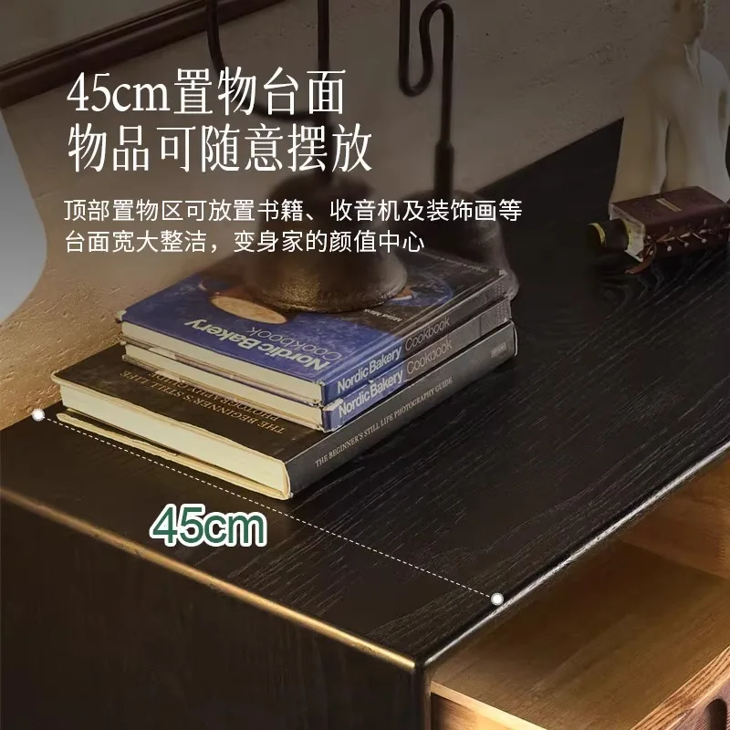 خزانة جانبية لتناول الطعام مصنوعة من الخشب الصلب بتصميم عتيق وخزانة مدخل فرنسية لغرفة المعيشة وخزانة تخزين صغيرة منزلية عتيقة من اثنين #3