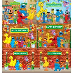 Cartoon Sesame Street Theme Children Birthday Party Backdrop Baby Shower Decor Newborn Photography Background Photo Studio Props