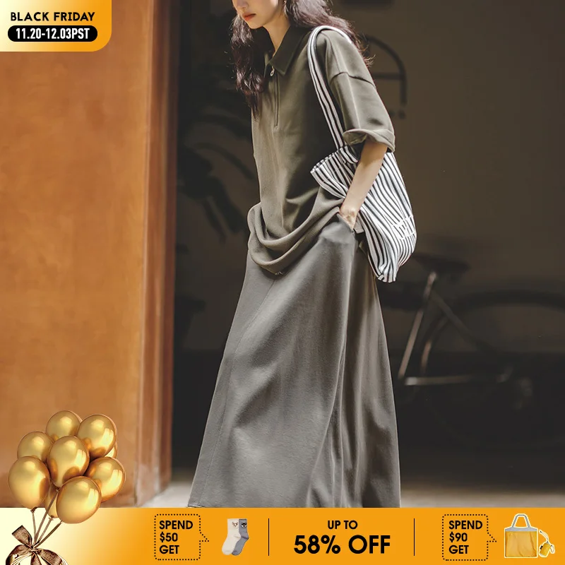 

Maden Japanese Vintage High Waist Drawstring Long Skirts for Women Casual Harajuku A-Line Midi Skirt with Pockets Brand Clothing