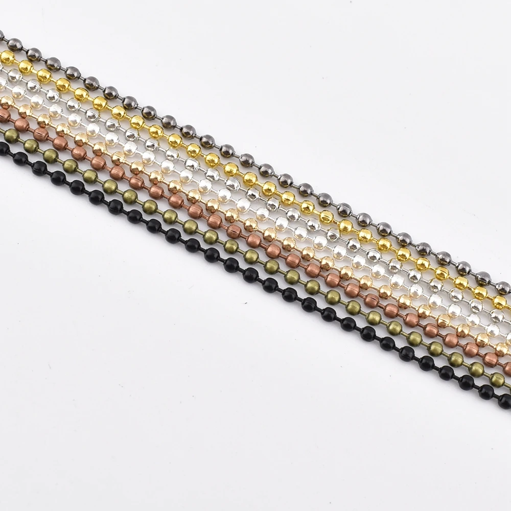 5M/Lot 1.2 1.2 2.0mmMetal Alloy Ball Beads Chains For Necklaces DIY Jewelry Making Findings Accessories