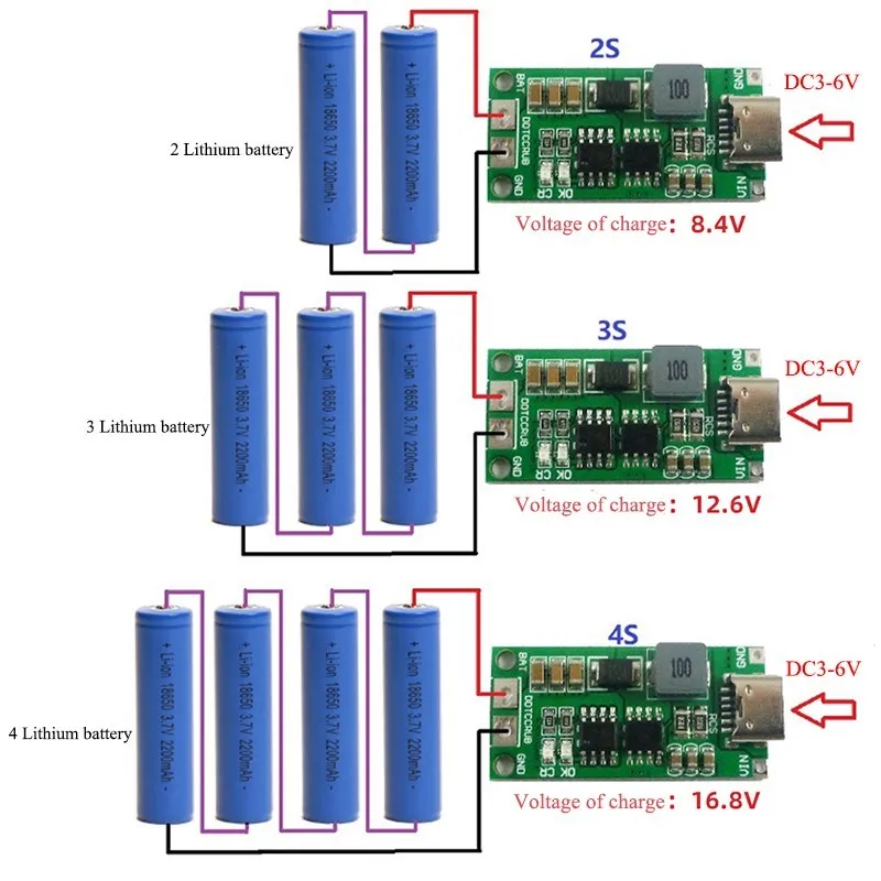 1PCS 2S 3S 4S Li-Ion batterie ladegerät batterie schutz bord Rollenmaschinenlinie Typc USB boost lade board DC3-5V – Detail 1
