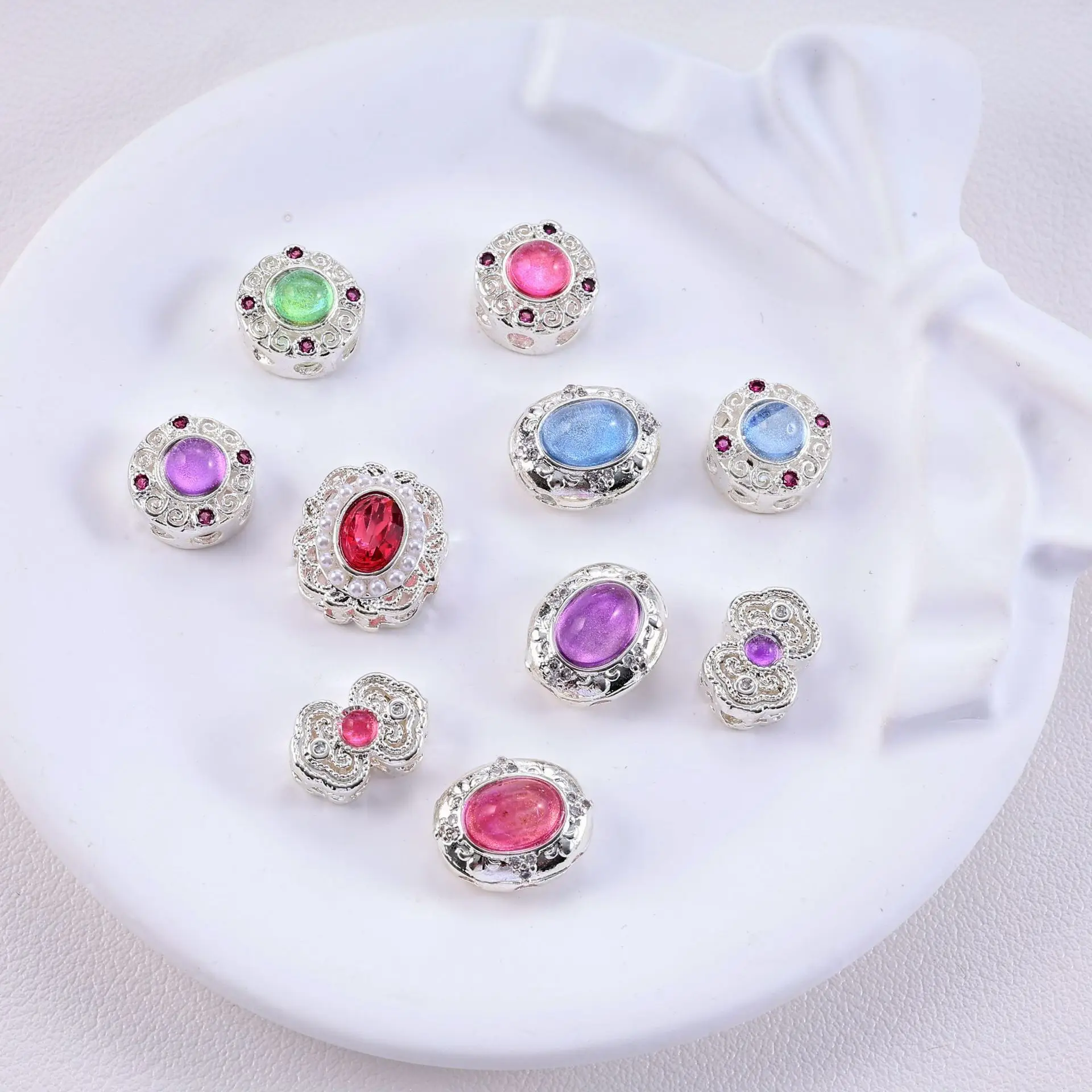 5pc Copper Plated Silver Multi-pass Inlaid Colored Zirconium Magic Box Diy Bracelet Necklace Beaded Jewelry Accessorie Wholesale
