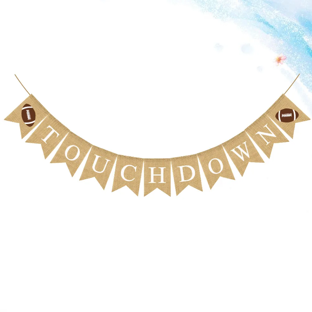

Football Linen Swallowtail Banner Premium Rustic Party Decoration Printed Letter Garland Sports Bunting Supplies