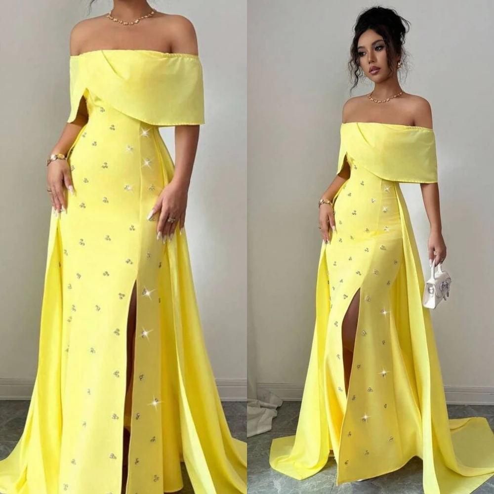 Sukienka wieczorowa z prostym dekoltem w łódkę, elegancka, podkreślająca temperament, wysokiej jakości, w stylu gwiazd, klasyczna, delikatna sukienka na przyjęcie.