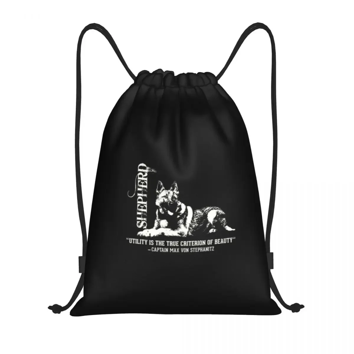 German Shepherd Utility Drawstring Backpack Women Men Gym Sport Sackpack Portable Cute Puppy Dog Shopping Bag Sack