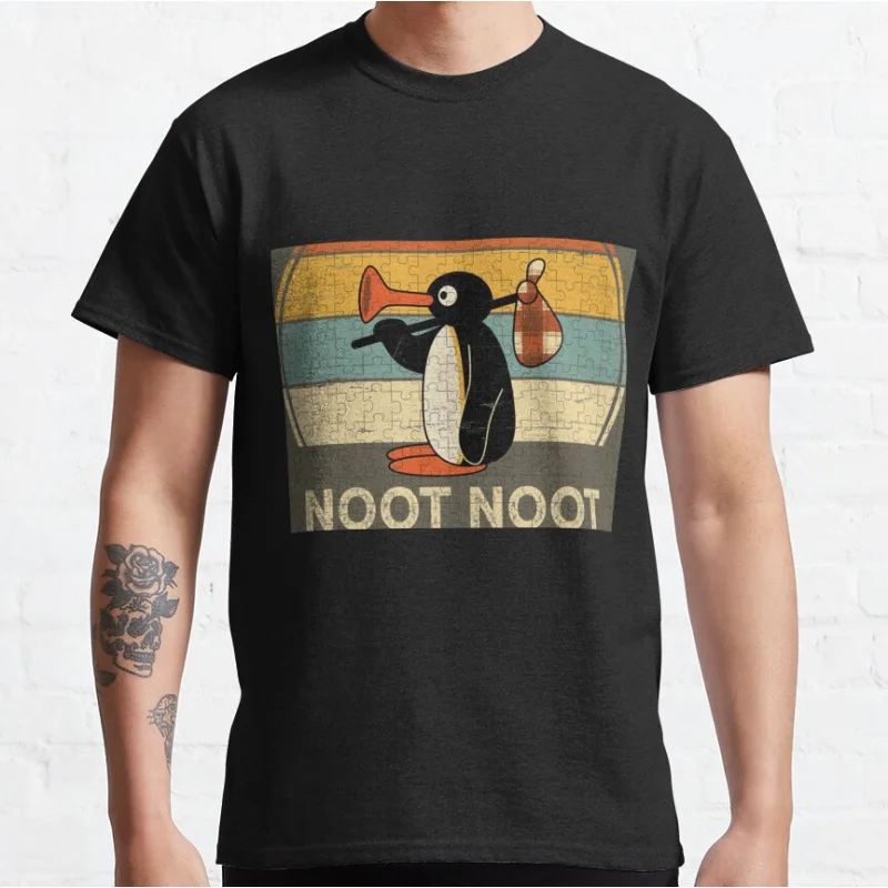 

0203 Noot Noot Pingu - Funny Animals meme gift T shirt for men Large size Tops S-6XL 100% cotton printed Clothes