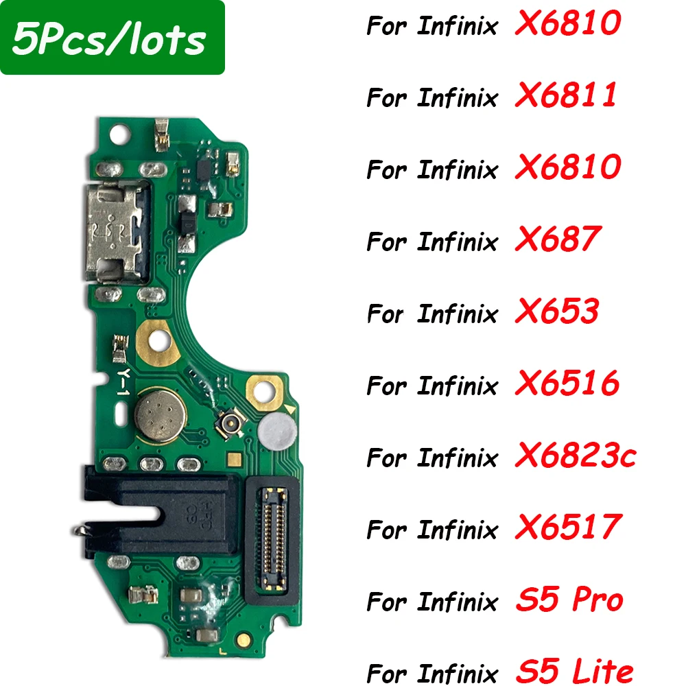 

5 шт., USB-разъем для кабеля для Infinix Smart 5 6 7 8 X657 X653 X6511 HD X6512 X6515, микрофонный модуль