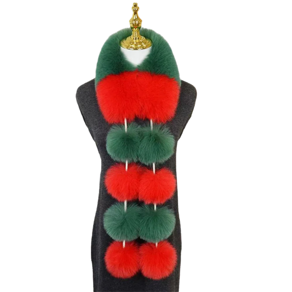 Long Faux Plush Christmas Scarf Windproof High-End Feel Women Fashion Scarf Pom-Pom Decoration Warm Cover Neck Warmer Collar