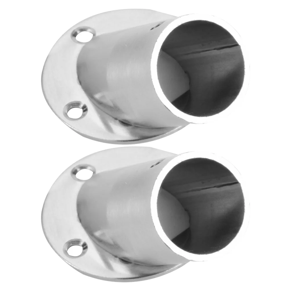 

2 Pcs Angled Clothes Rail Closet Rod Brackets Shower Curtain Holders Stainless Steel Cup