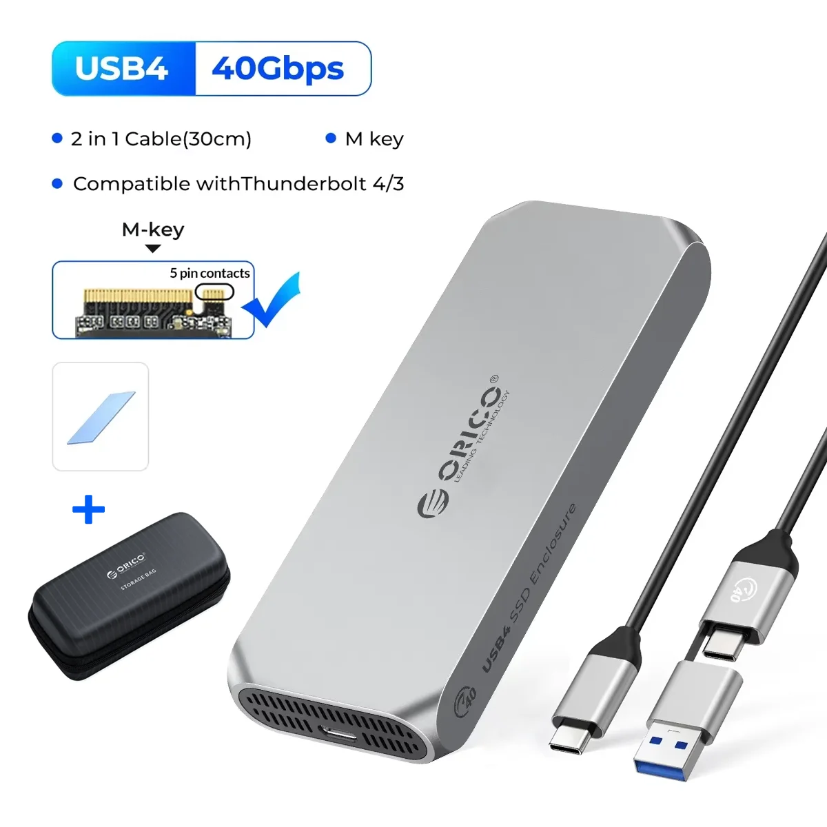 ORICO 40Gbps NVMe SSDケース Thunderbolt 4 対応