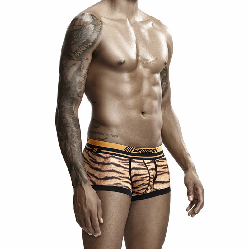 

Men Boxer Shorts Tiger Stripes Fitness Low Waist Bugle Pouch Underwear Boxershorts Trunks Calzoncillo Hombre Panties Underpants