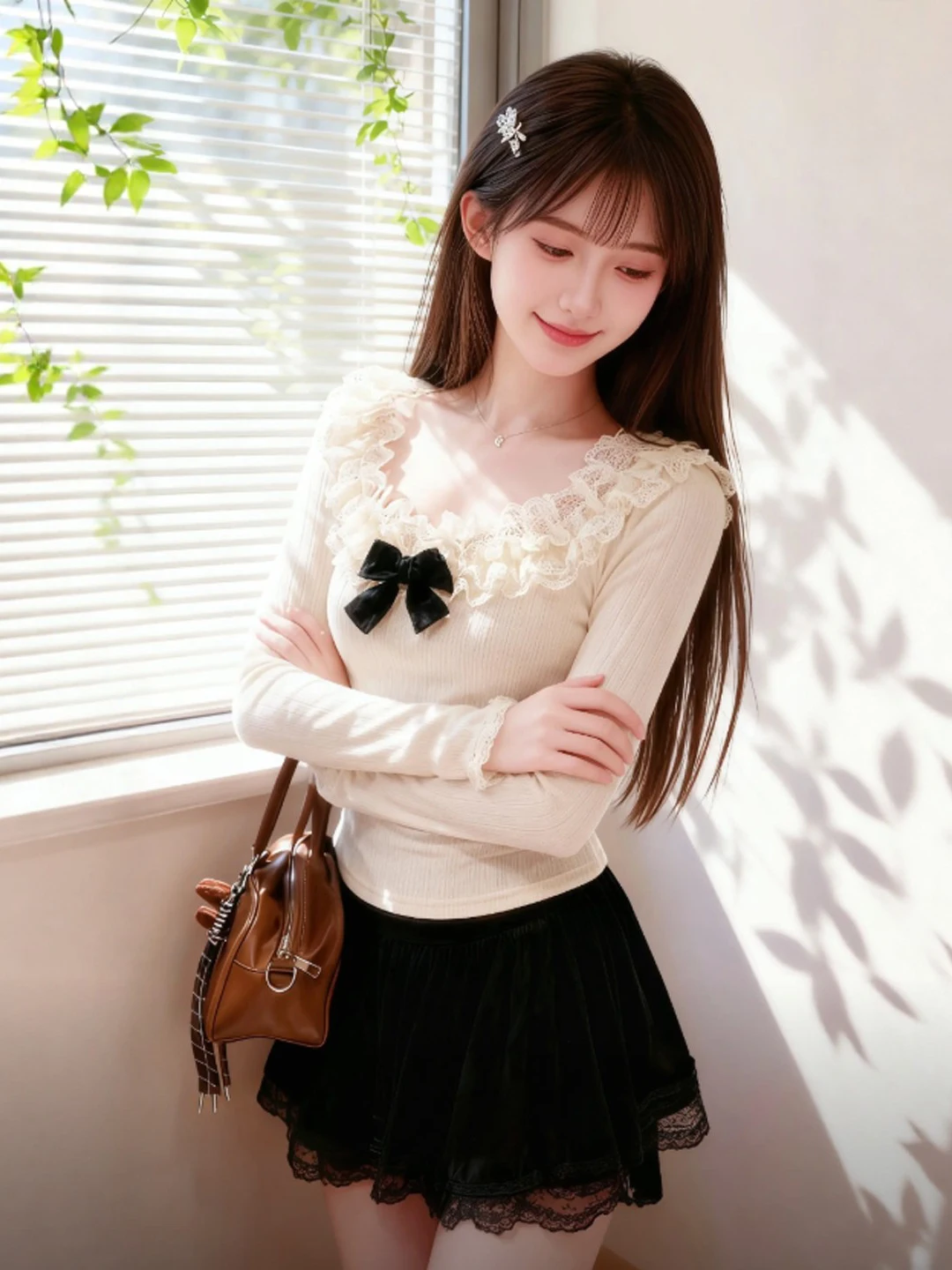 

Женская футболка с длинным рукавом, узлом на талии, французским бантом, нежная, красивая, базовая, весенняя...