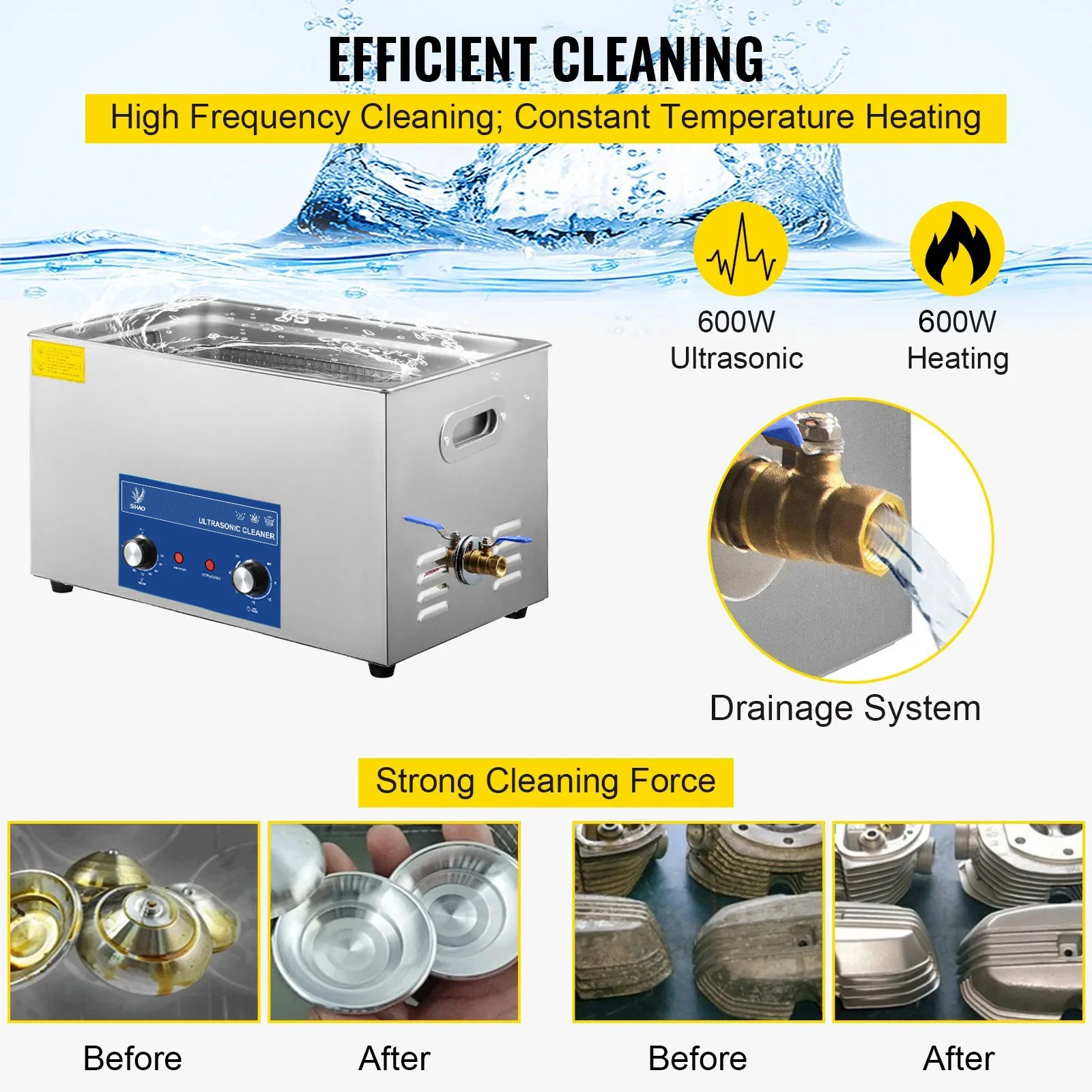 SIHAO 40KHZ Ultrasound Cleaning Machine With Heated Washing 2-30L Professional Ultrasonic Cleaner for Jewelry Eyeglass Rings