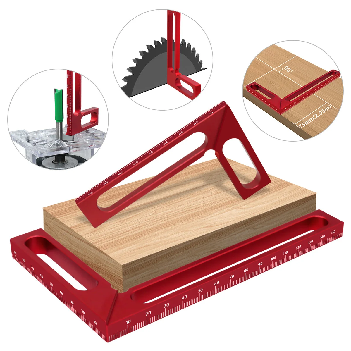 Woodworking Right Angle Ruler Aluminum Carpenter Square Scale Line Measuring Height Ruler 90° Right Angle Calibrator Woodworkin