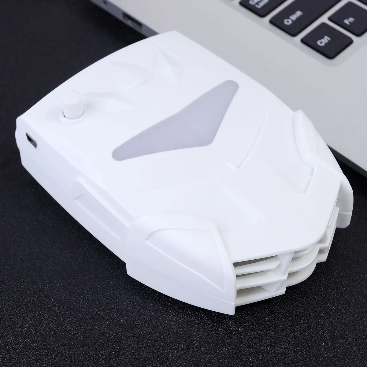 Biały wentylator chłodzący do laptopa z bocznym ssaniem, zasilany przez USB, radiator komputerowy, cooler do notebooka, akcesorium do komputera stacjonarnego.