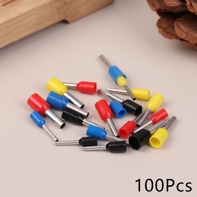 100pcs Europe Style Pin Terminal VE0508 7508 1008 1508 2508 Tube Type Wire Line Cable Connector Blue Black Yellow Red