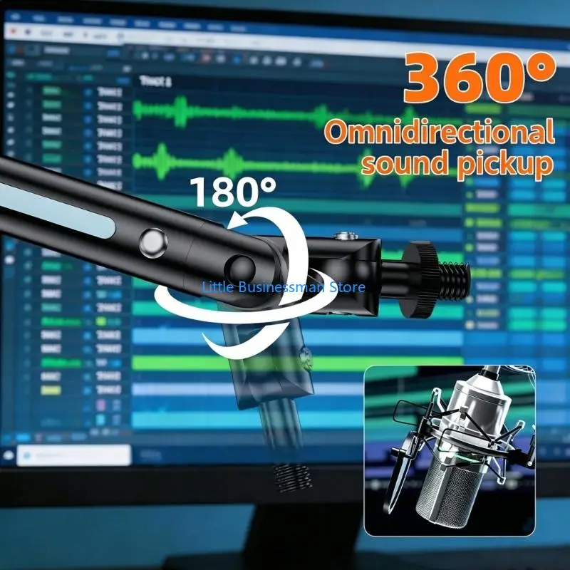 Desktop-Mikrofonständer, flexibler Halter mit 360 Grad drehbarem Mikrofonarm M76A – Detail 9