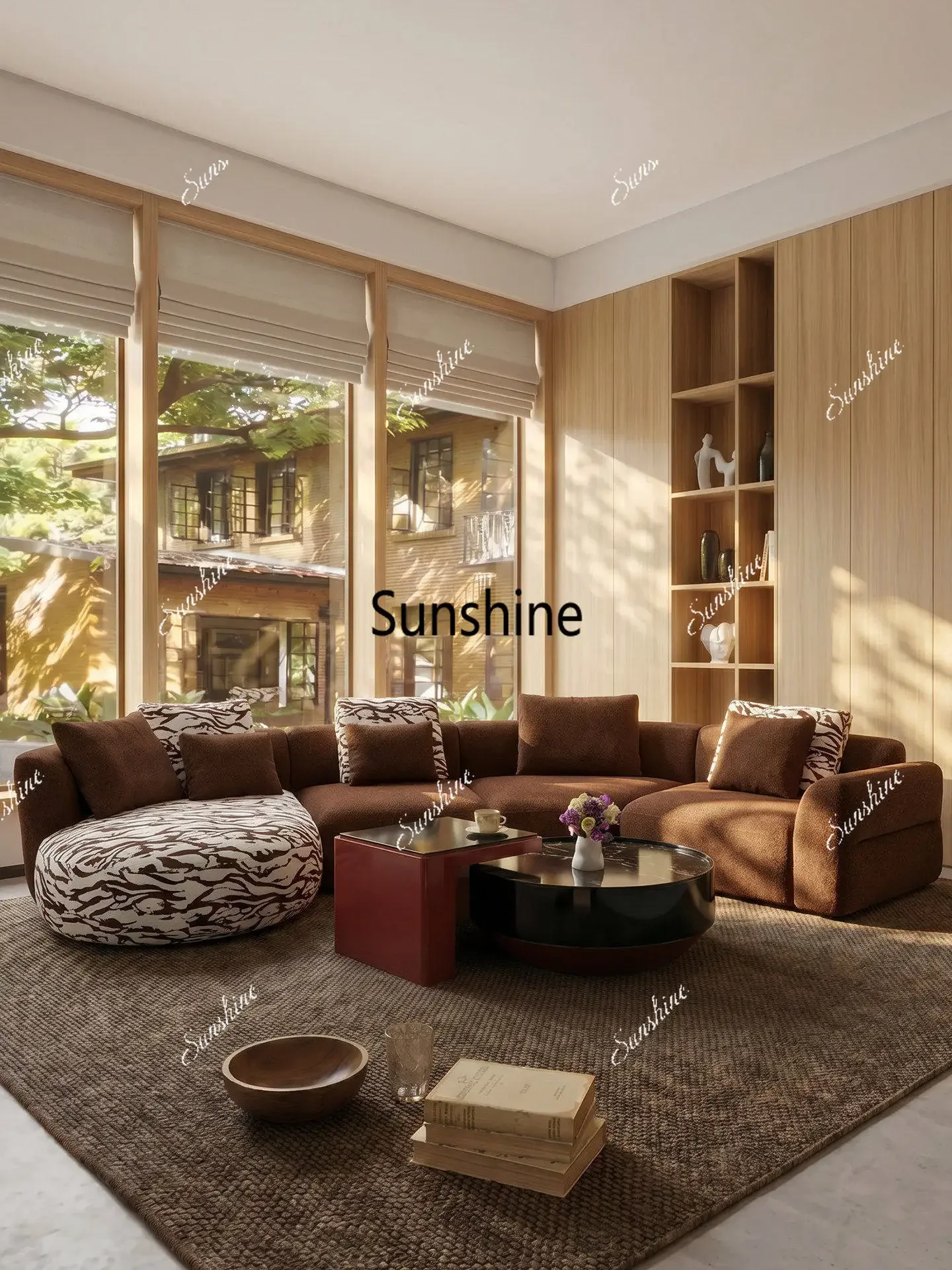 YItalian minimalist cloud ear fabric sofa living room arc, corner module combination