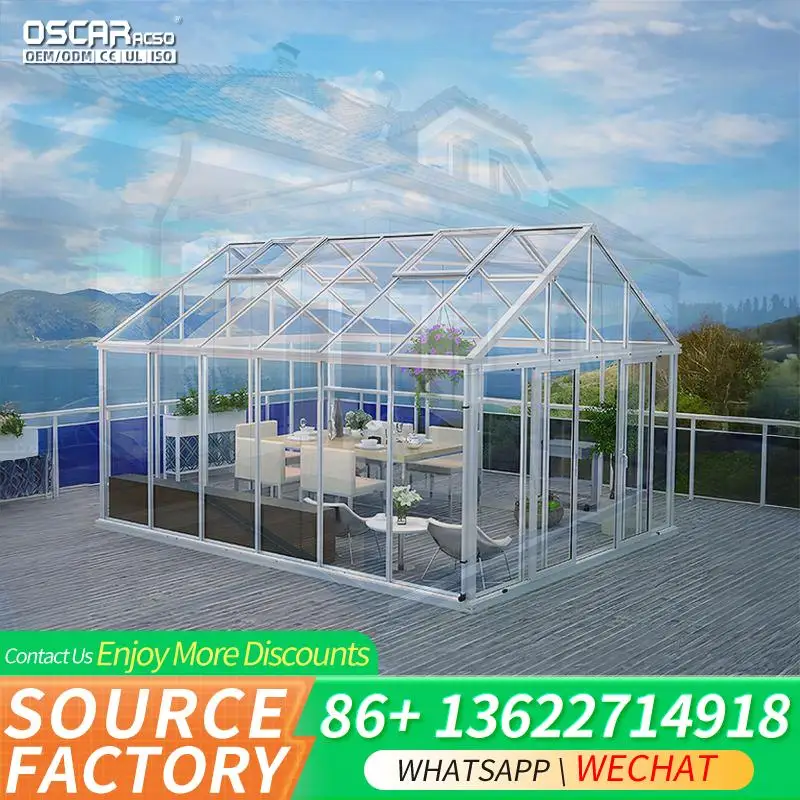Thermal Break Aluminum Modern Low E Glass Sunrooms Noise Reduction Customizable Sizes Colors for Garden Home Office Villa sunroo