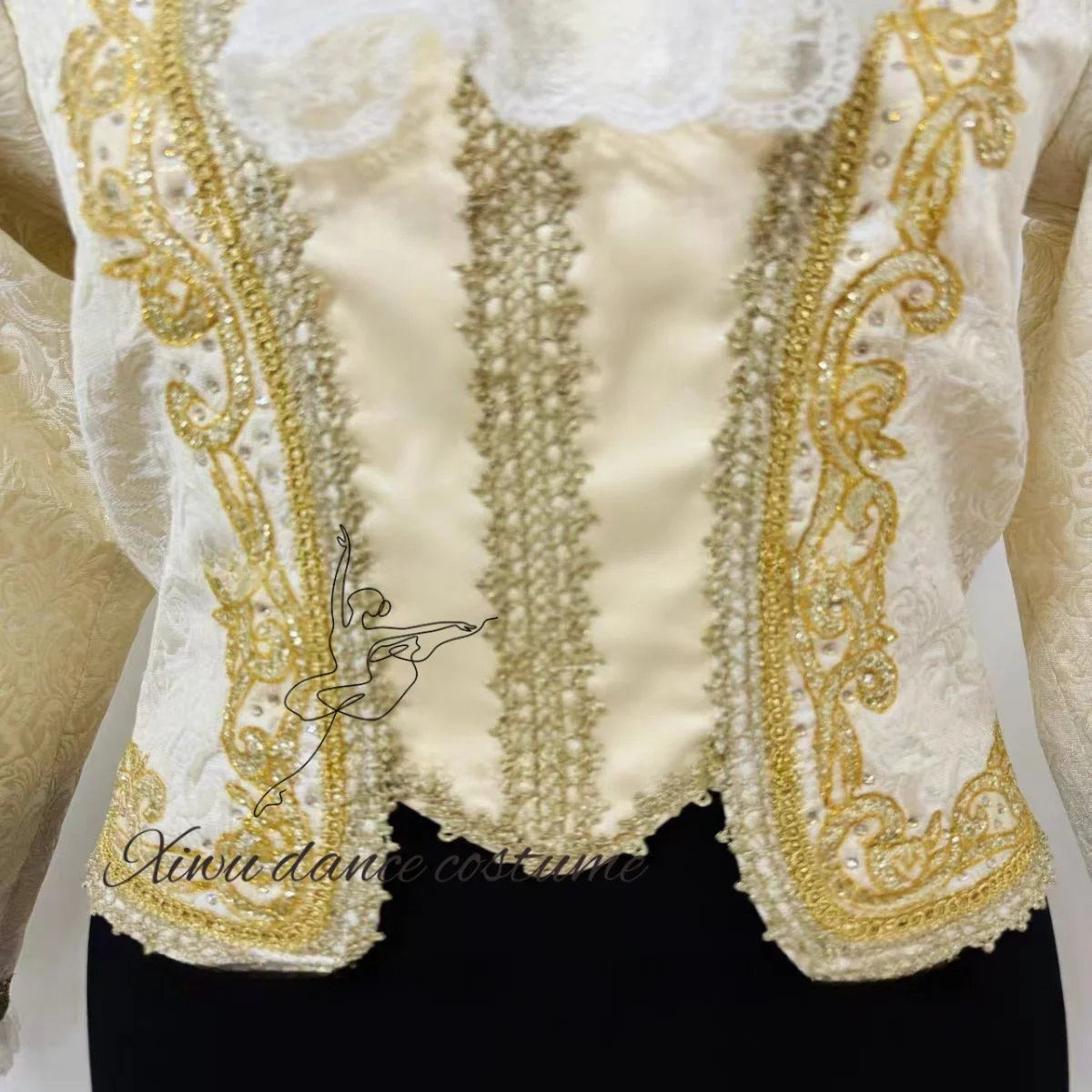 2025 신상 맞춤 남성 발레 재킷 (골드 트리밍) 남성 공연용 댄스 재킷 고급스러운 유니버셜 남성 의류